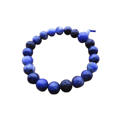 Kogelarmband Sodaliet Lavasteen