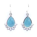 925/000 zilveren oorbellen gemaakt met Aqua Chalcedoon (Blauwe Chalcedoon)