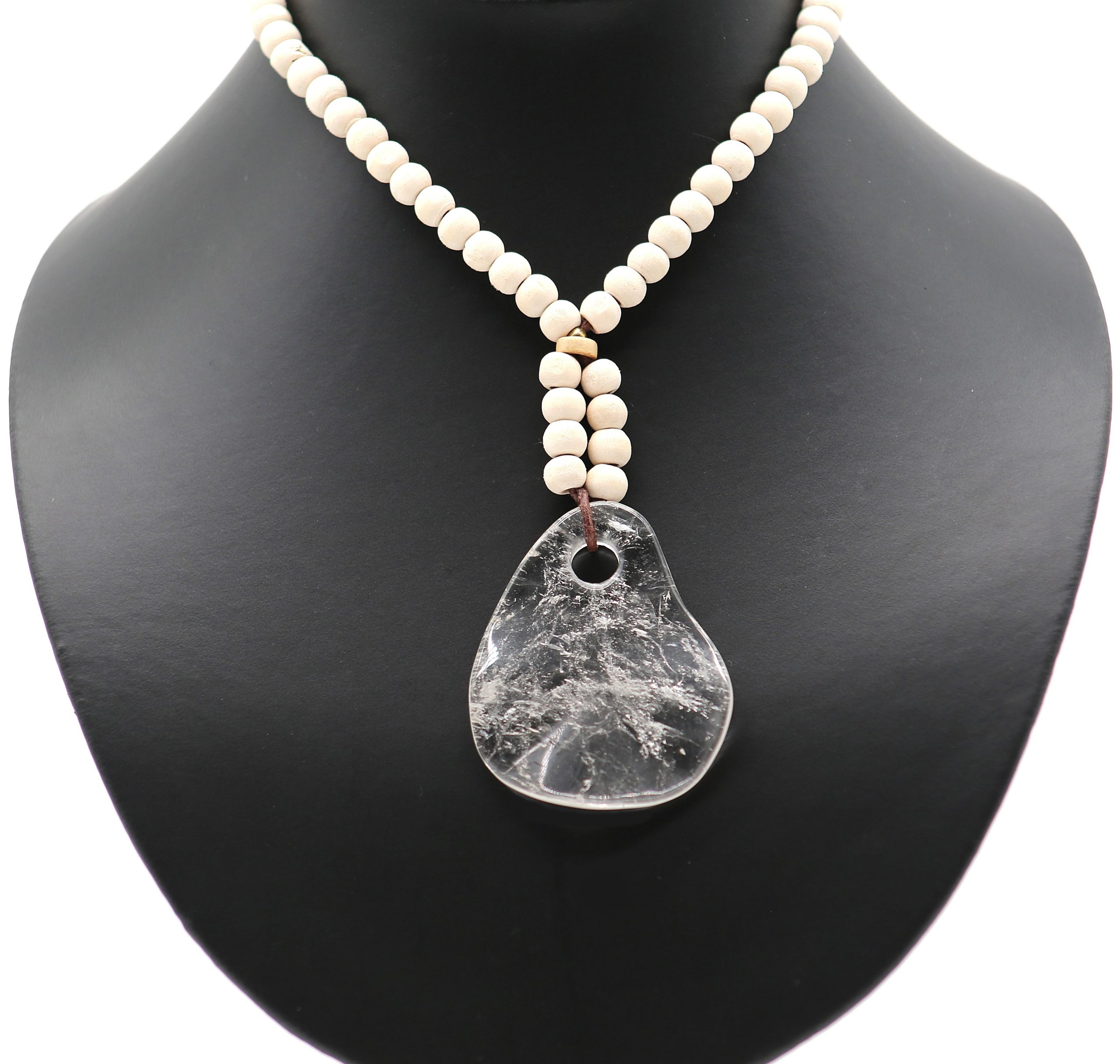Bergkristal Amulet/Hanger aan houten ketting - Afbeelding 3
