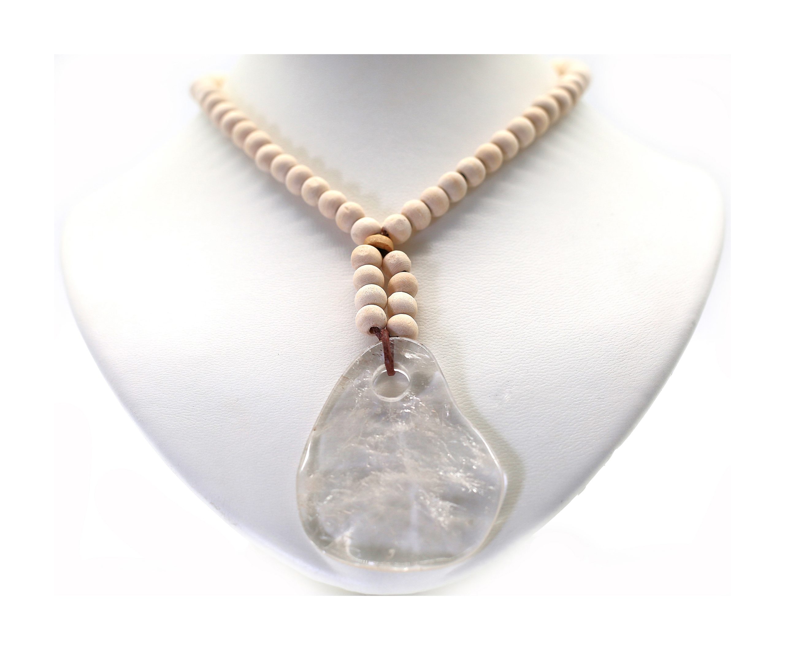 Bergkristal Amulet/Hanger aan houten ketting - Afbeelding 2