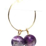 Oorbellen stainless steel met Amethist