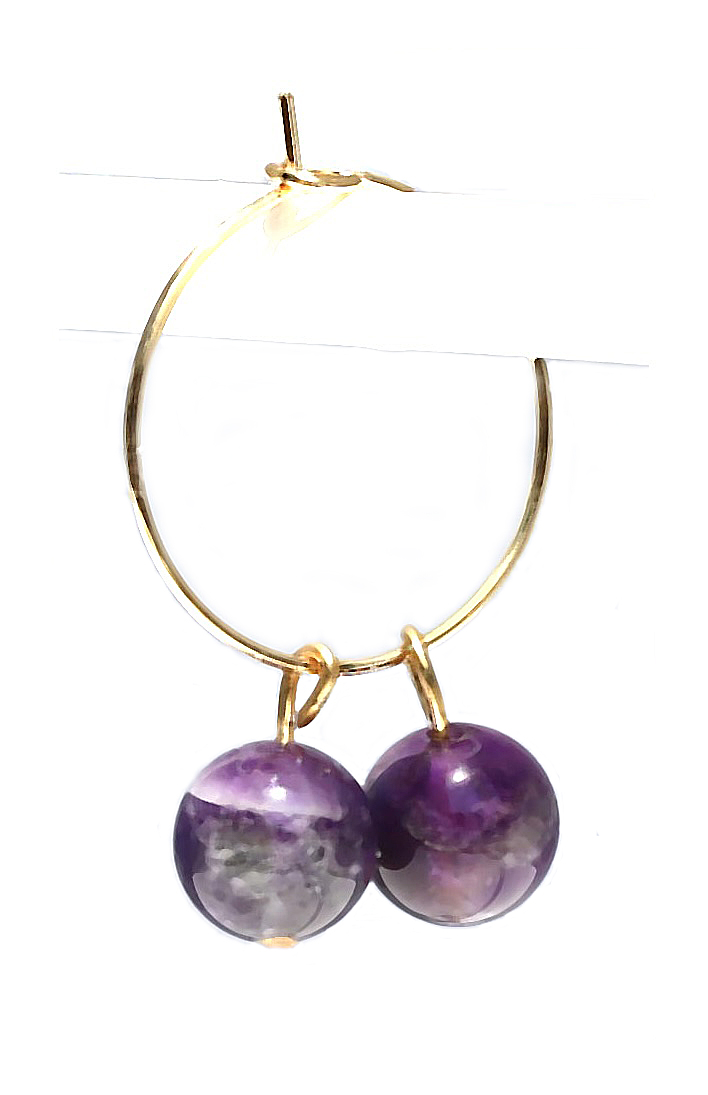 Oorbellen stainless steel met Amethist