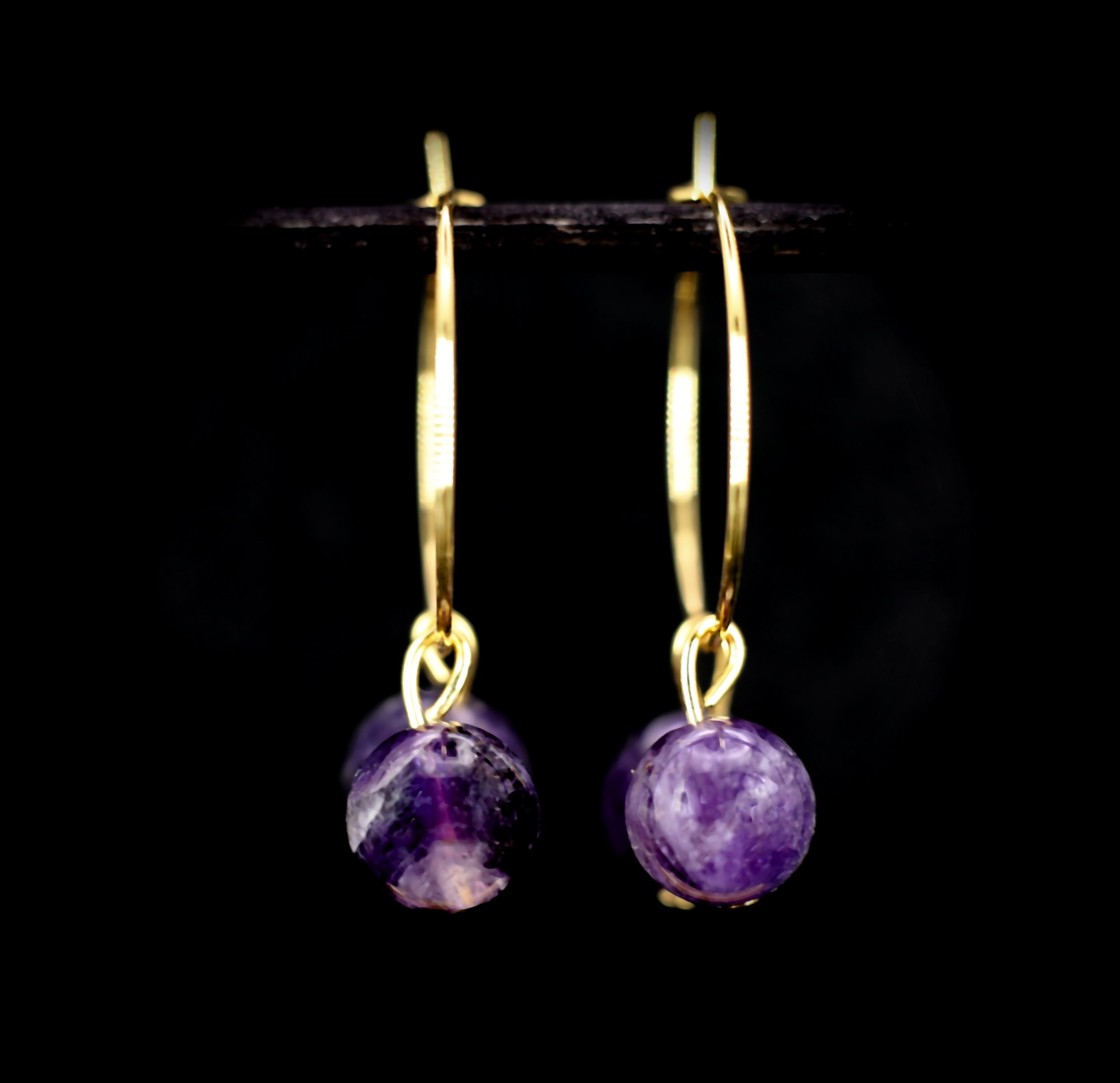 Oorbellen stainless steel met Amethist - Afbeelding 4