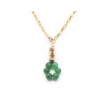 Antiallergisch vergulde stainless steel ketting met Aventurijn kogel en verguld Lavasteen hanger.