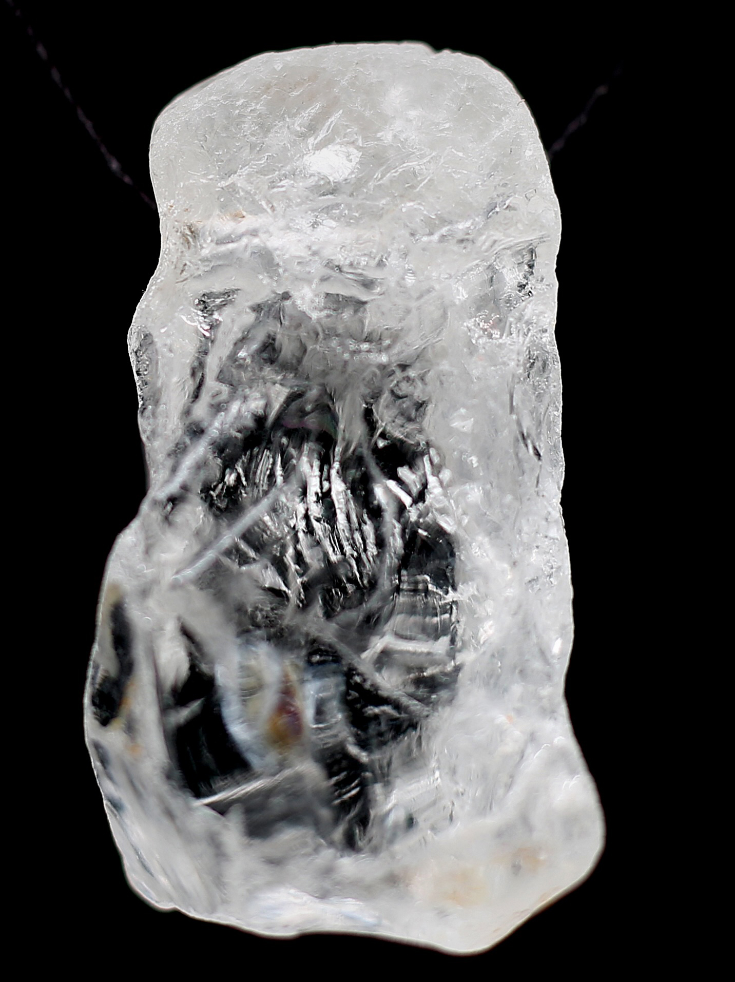 Ruwe Bergkristal Amulet/Hanger aan lederen koord - Afbeelding 3